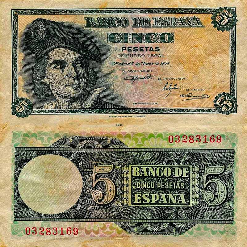 DIE 5 PESETAS VON 1948